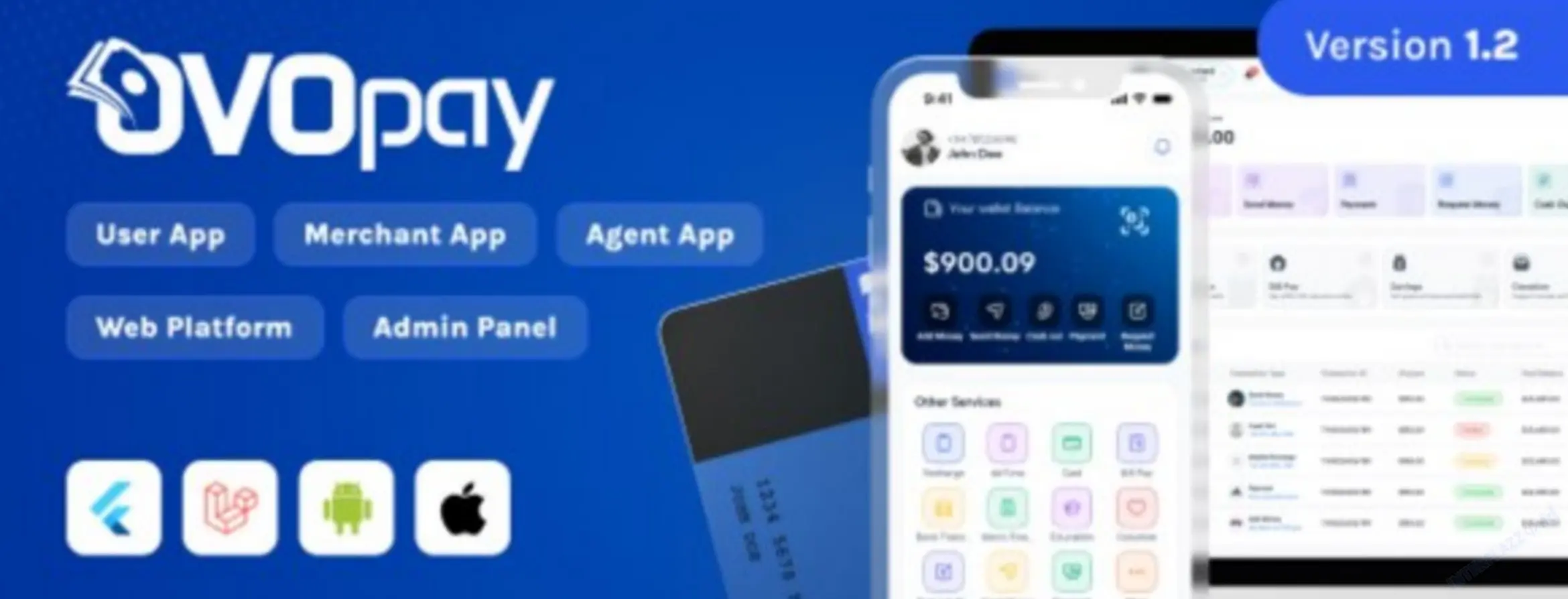 OvoPay - Solusi MFS Lintas Platform Lengkap | Aplikasi Pengguna, Agen & Pedagang dengan Web | Panel
